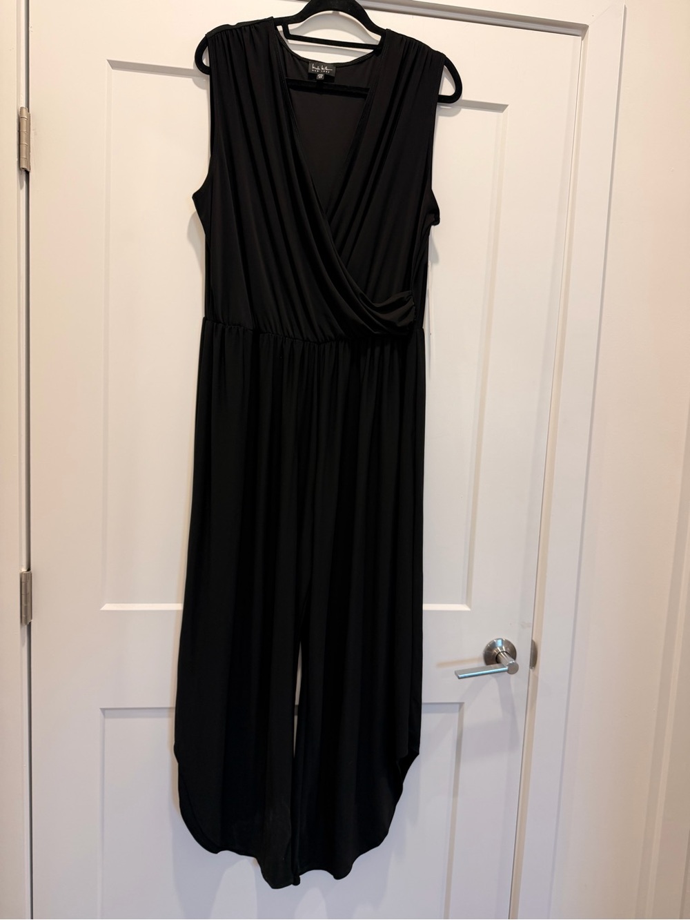 Nicole Miller Black Sleeveless Surplice Wide-Leg Jumpsuit